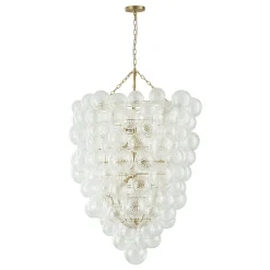 Luxury Cascade Cluster Ribbed Glass Bubble Entry Chandelier