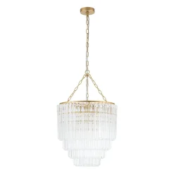 Luxury Cluster Glass Textured Tube Round Tiered Chandelier