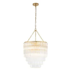 Luxury Cluster Glass Textured Tube Round Tiered Chandelier