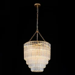 Luxury Cluster Glass Textured Tube Round Tiered Chandelier