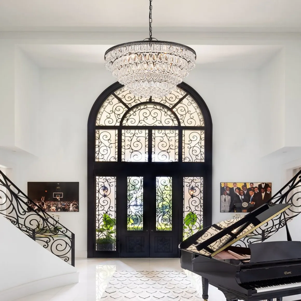 Luxury Glam Tiered Crystal Raindrop Round Chandelier