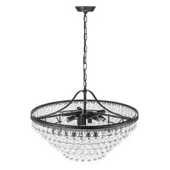 Luxury Glam Tiered Crystal Raindrop Round Chandelier