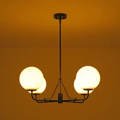 Luxury 4-Light Shine Opal Glass Globe Sputnik Chandelier