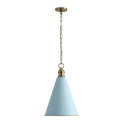 Macaron Brass Baby Blue 1-Light Iron Conical Kitchen Pendant
