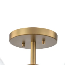 Mid-Century Brass Glass Bubble Tiered Semi Flush Chandelier