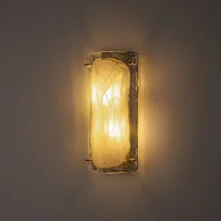 Mid-Century Brass White Glazed Glass Linear Wall Sconce