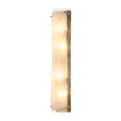 Mid-Century Brass White Glazed Glass Linear Wall Sconce
