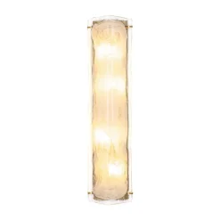 Mid-Century Brass White Glazed Glass Linear Wall Sconce