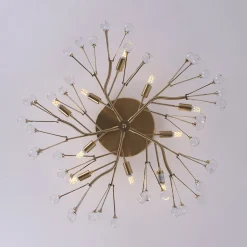 Mid-Century Firework Crystal Branching Semi Flush Mount