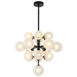 Mid-Century Frosted Glass Bubble Tiered Sputnik Chandelier