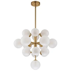 Mid-Century Frosted Glass Bubble Tiered Sputnik Chandelier