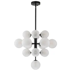 Mid-Century Frosted Glass Bubble Tiered Sputnik Chandelier