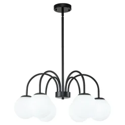Mid-Century Frosted Glass Globe Bubble Round Chandelier