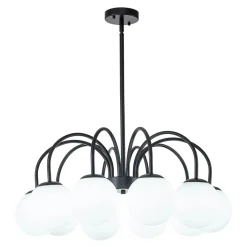 Mid-Century Frosted Glass Globe Bubble Round Chandelier