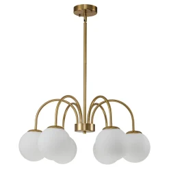 Mid-Century Frosted Glass Globe Bubble Round Chandelier