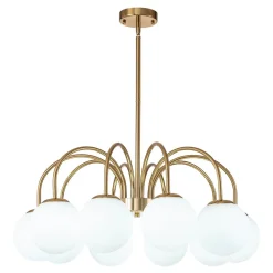 Mid-Century Frosted Glass Globe Bubble Round Chandelier