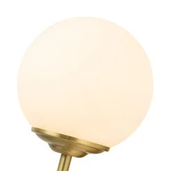 Mid-Century 1-Light Brass Frosted Glass Globe Wall Sconce