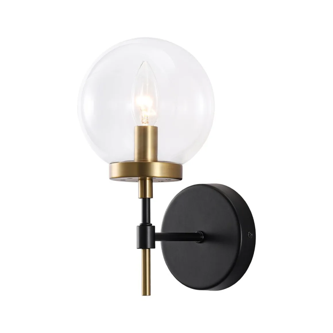 Mid-Century 1-Light Clear Glass Globe Vanity Wall Sconce