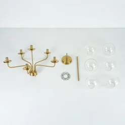 Mid-Century 6-Light Glass Bubble Sputnik Semi Flush Chandelier