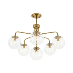 Mid-Century 6-Light Glass Bubble Sputnik Semi Flush Chandelier