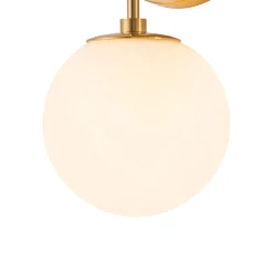 Mid-Century 1-Light Opal Glass Globe Armed Vanity Wall Sconce