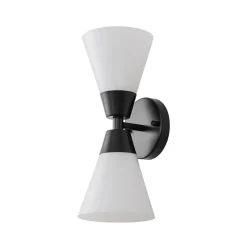 Mid-Century 2-Light Up Down Opal Glass Cone Wall Sconce