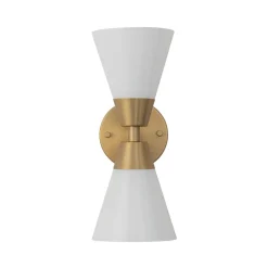 Mid-Century 2-Light Up Down Opal Glass Cone Wall Sconce