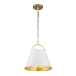 Mid-Century 1-Light White Gold Metal Conical Pendant Light