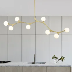 Mid-century Linear Island Branching Bubble Chandelier