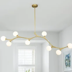 Mid-century Linear Island Branching Bubble Chandelier