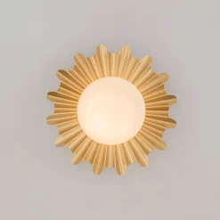 Mid-Century Sunburst 1-Light Opal Glass Globe Ceiling Light