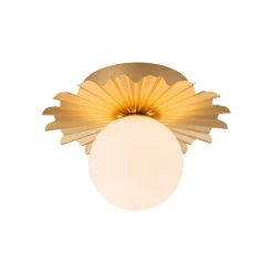 Mid-Century Sunburst 1-Light Opal Glass Globe Ceiling Light