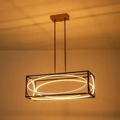 Minimalist Dimmable LED Black Gold Square Kitchen Pendant