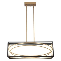 Minimalist Dimmable LED Black Gold Square Kitchen Pendant