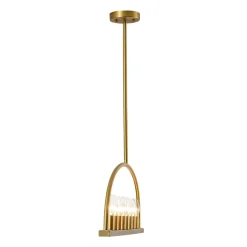 Minimalist 8-Light Brass Candle Style Linear Island Chandelier