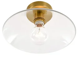 Minimalist 1-Light Clear Glass Saucer Semi Flush Mount