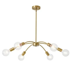 Minimalist 6-Light Metal Round Sputnik Swoop Chandelier
