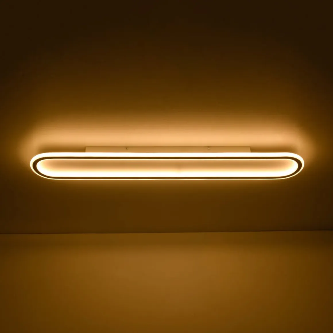 Minimalist Wood Grain Dimmable LED Oval Ring Ceiling Light