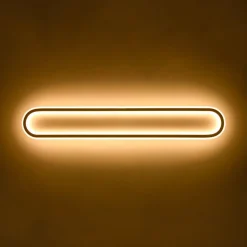 Minimalist Wood Grain Dimmable LED Oval Ring Ceiling Light