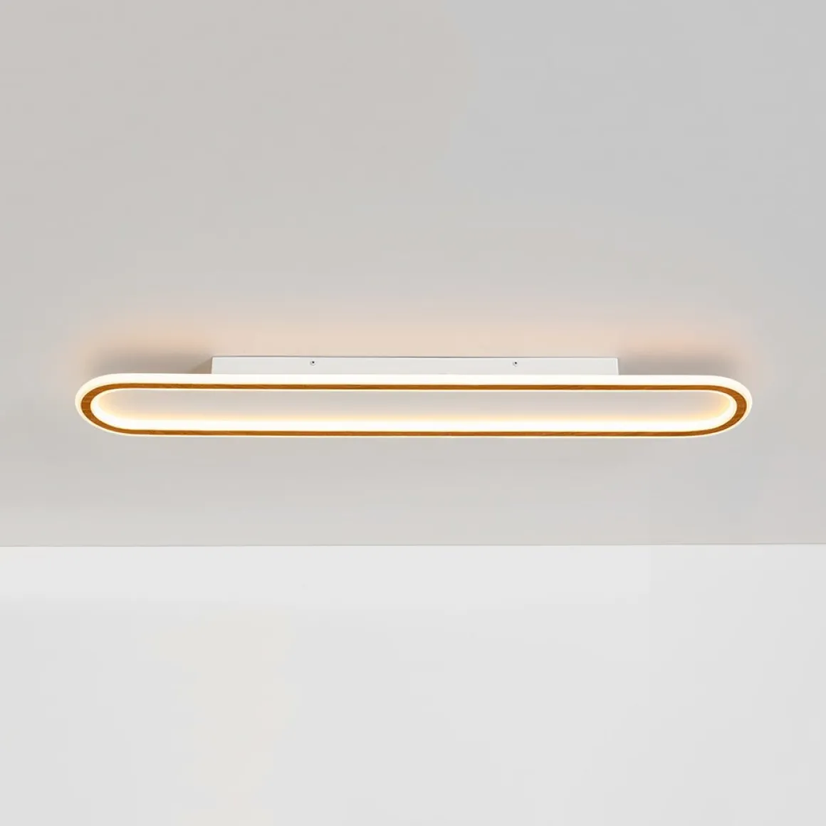 Minimalist Wood Grain Dimmable LED Oval Ring Ceiling Light