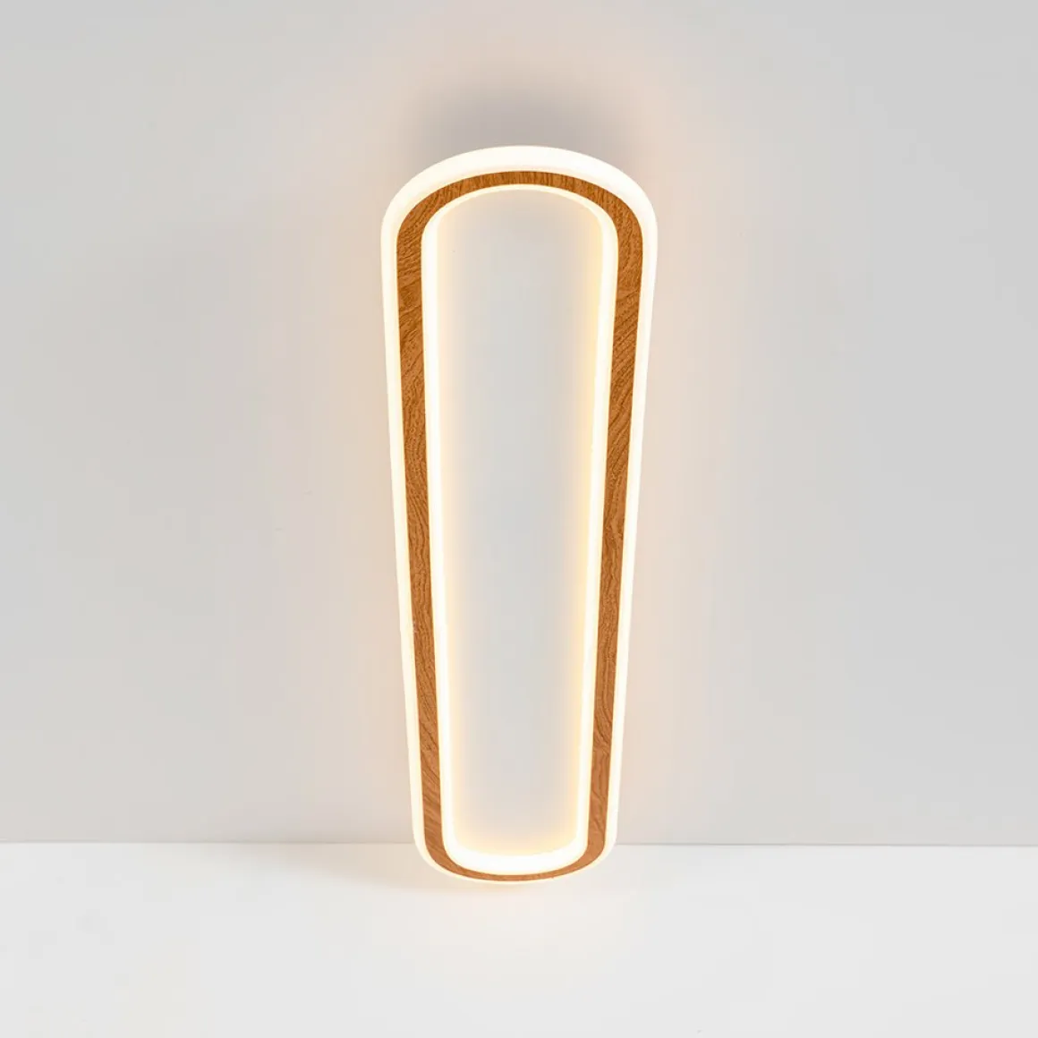Minimalist Wood Grain Dimmable LED Oval Ring Ceiling Light