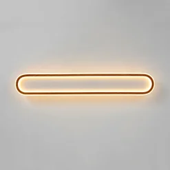 Minimalist Wood Grain Dimmable LED Oval Ring Ceiling Light