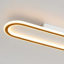 Minimalist Wood Grain Dimmable LED Oval Ring Ceiling Light