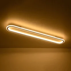 Minimalist Wood Grain Dimmable LED Oval Ring Ceiling Light