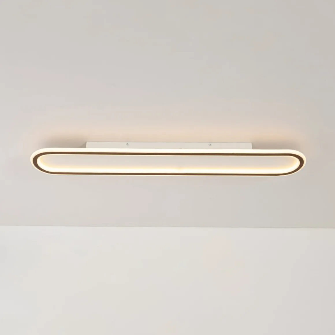 Minimalist Wood Grain Dimmable LED Oval Ring Ceiling Light