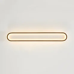 Minimalist Wood Grain Dimmable LED Oval Ring Ceiling Light
