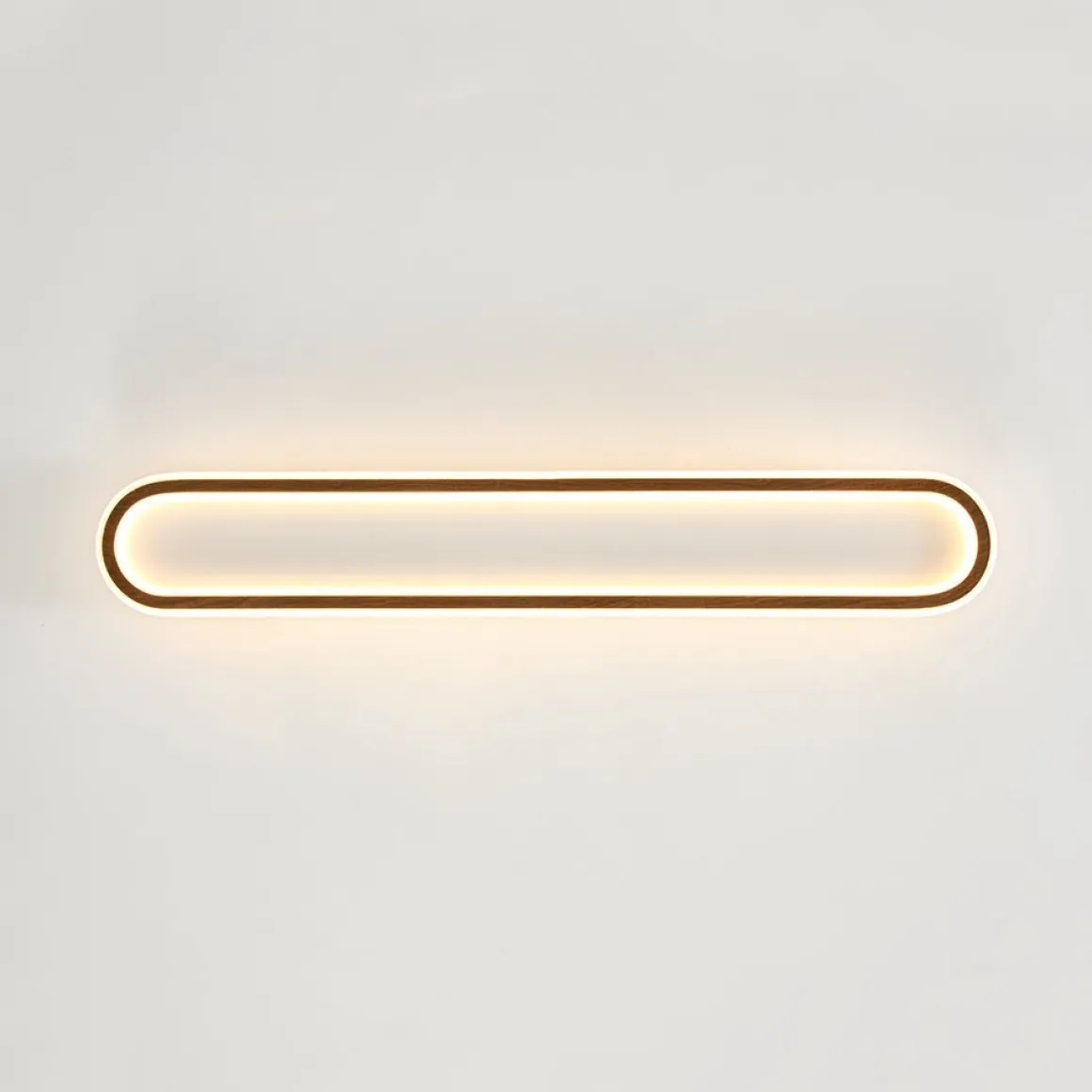 Minimalist Wood Grain Dimmable LED Oval Ring Ceiling Light