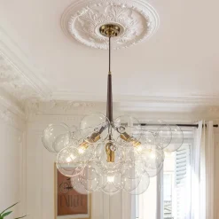 Mocha Mousse Clear Glass Globe Cluster Bubble Chandelier