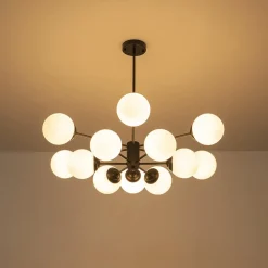 Modern Black Opal Glass Globe Sputnik Chandelier