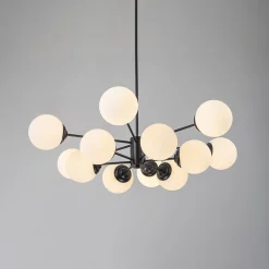 Modern Black Opal Glass Globe Sputnik Chandelier
